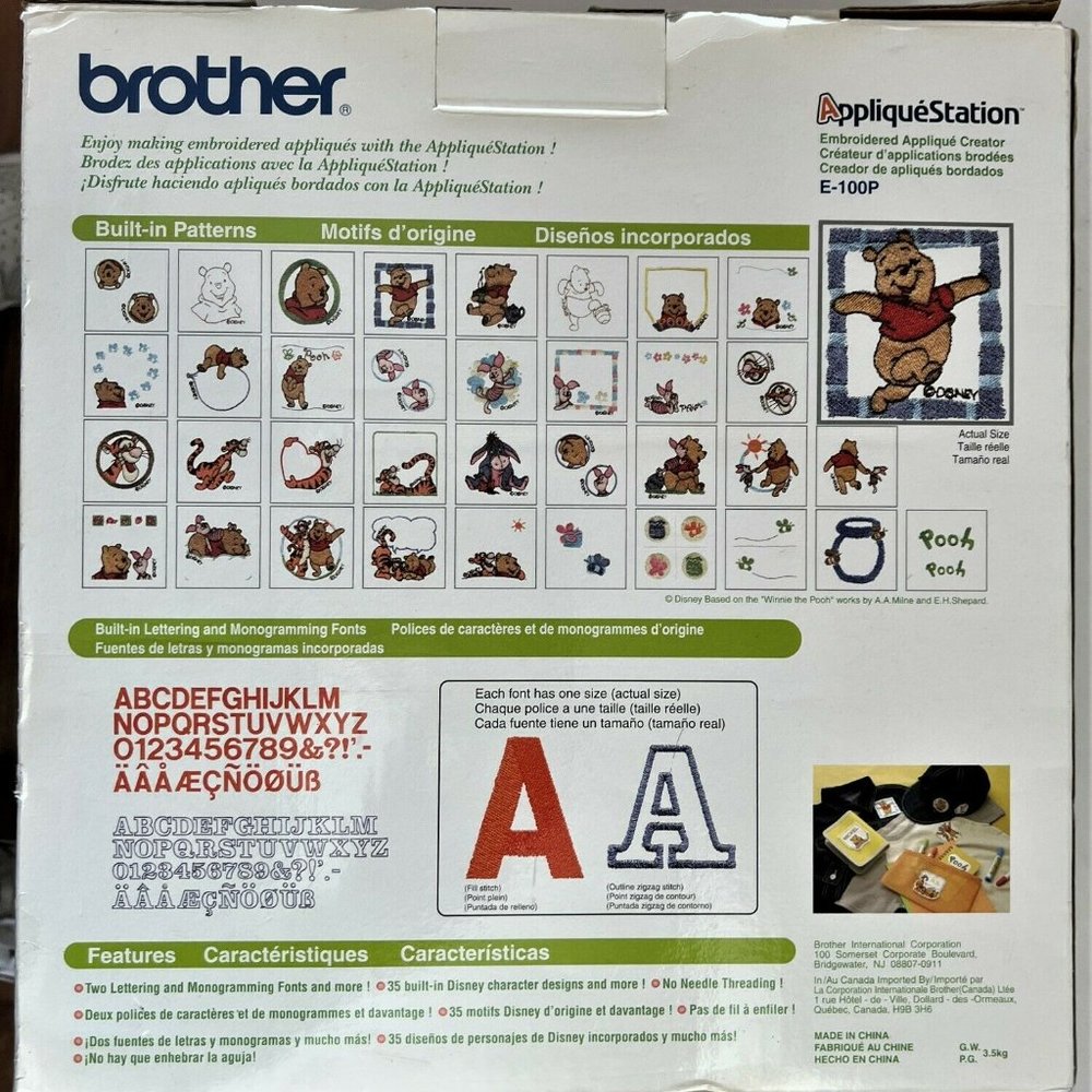 Disney Home Applique Station Brother E-100P Winnie the Pooh Embroidery - Picture 2 of 7